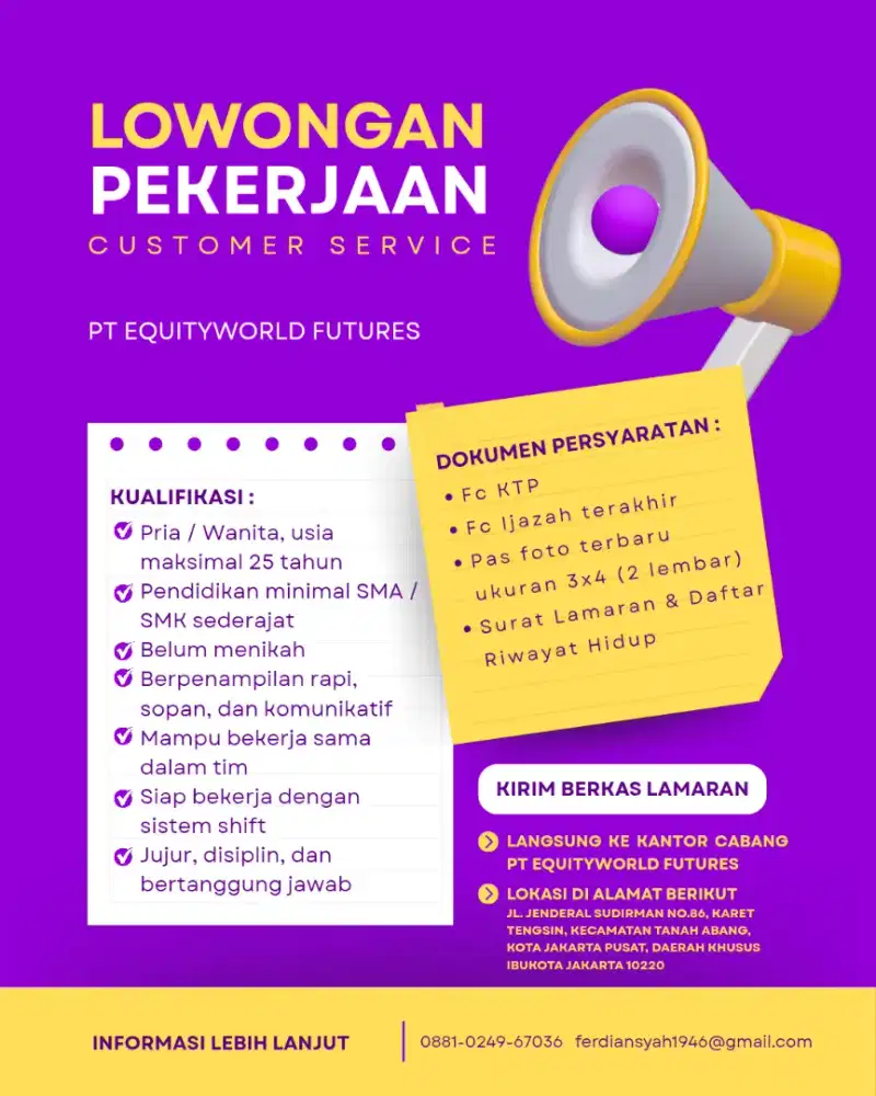 Kami Dari PT. Equityworld Futures Lagi Cari Orang