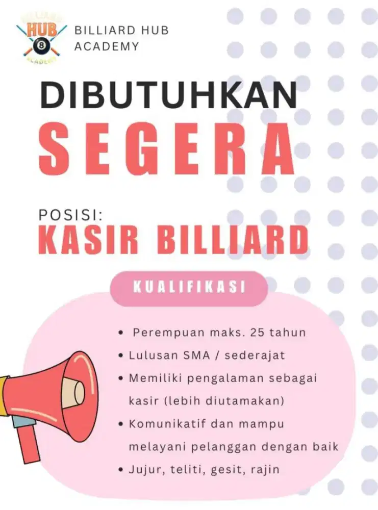 Loker kasir billiard