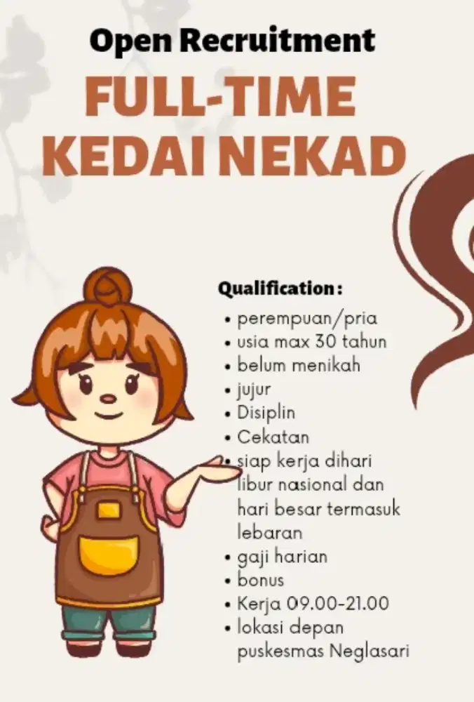 Lowongan jaga lapak kuliner