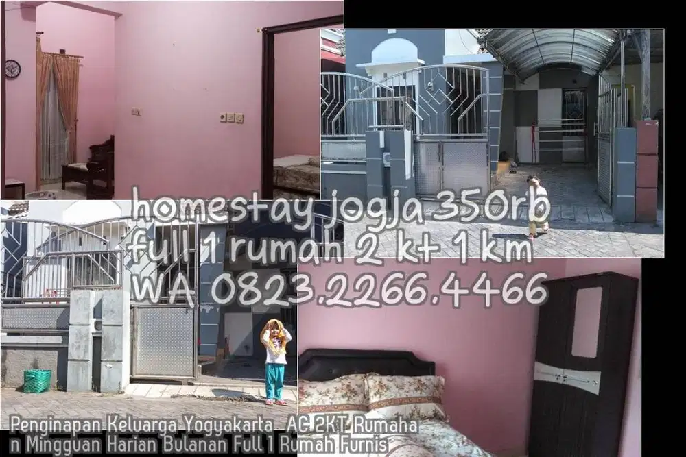 Penginapan Keluarga Yogyakarta  AC 2KT Rumahan Mingguan Harian Bulanan