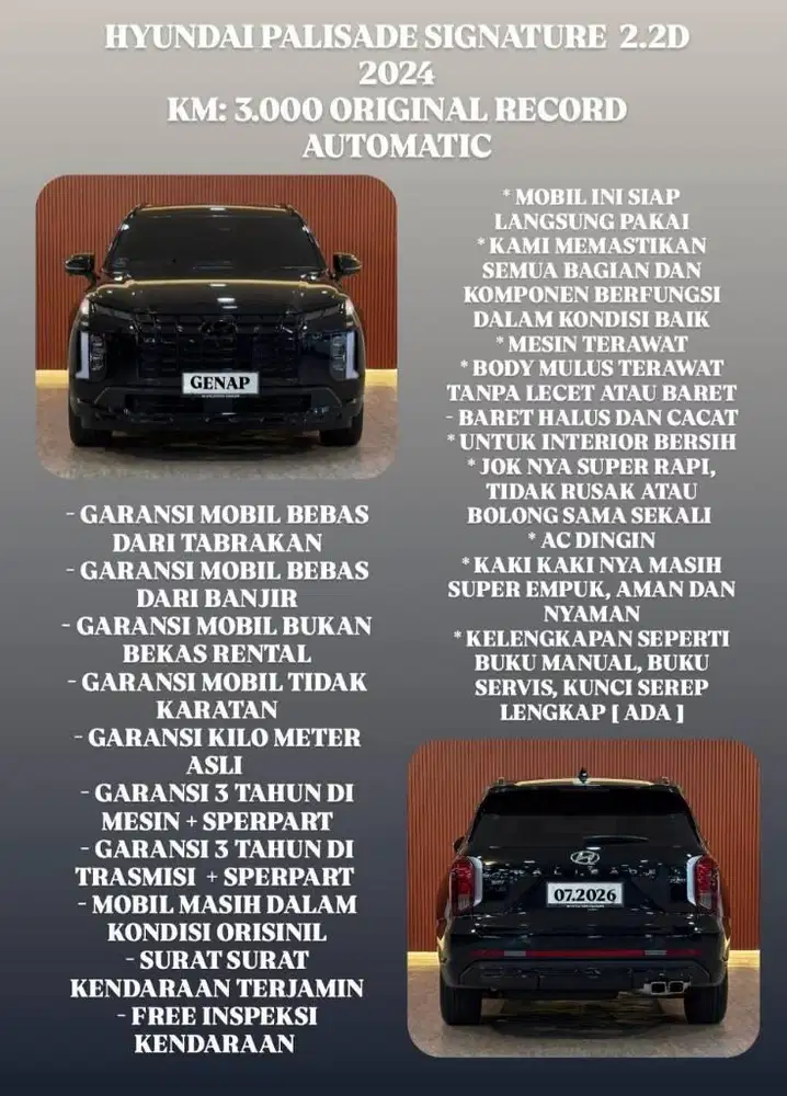[ KM 3.000 ] HYUNDAI PALISADE SIGNATURE 2024 SIAP LANGSUNG PAKAI