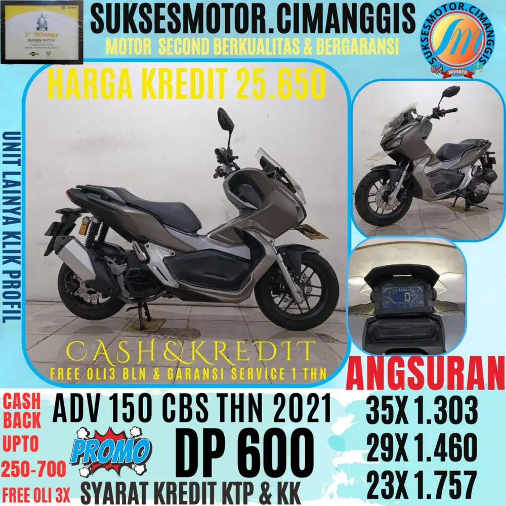 DP 600 POTONGAN CICILAN KE 1 250 ADV 150 CBS TERMURAH BERGARANSI