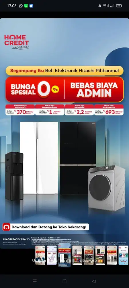 Dapatkan elektronik pilihanmu Bunga spesial 0%  Bebas biaya admin di h