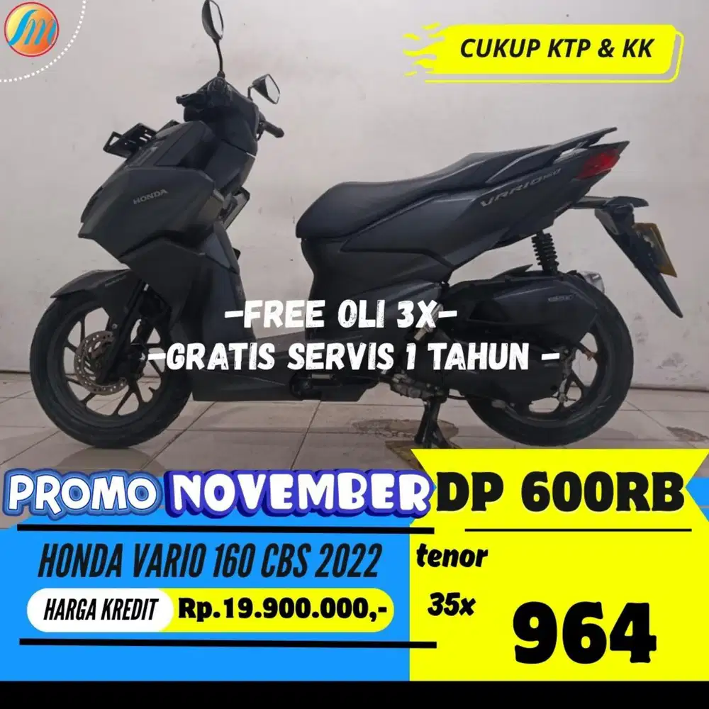 DP 600RIBU HONDA VARIO 160 CBS 2022 ANGSURAN SANGAT TERJANGKAU