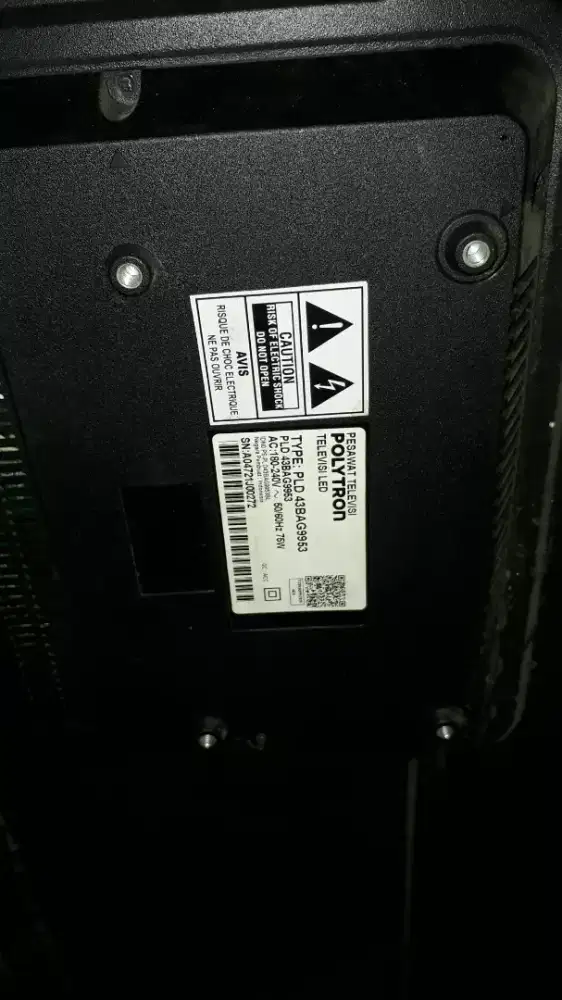 Tv 43 politron android.layar pecah.mesin nyala.tv only