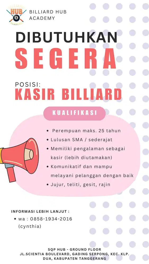 Lowongan kerja billiard