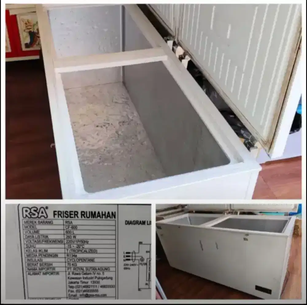 Jual murah kulkas freezer RSA 600 L kondisi normal, 2,1jt nego
