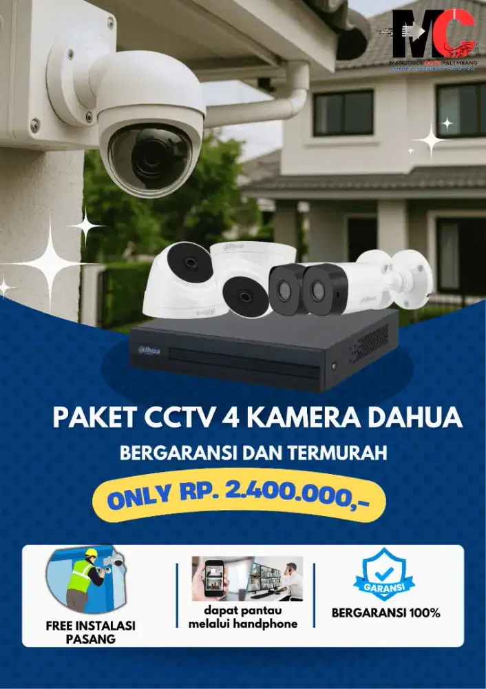 Paket CCTV 4 Kamera dahua lengkap pemasangan dan  bergaransi