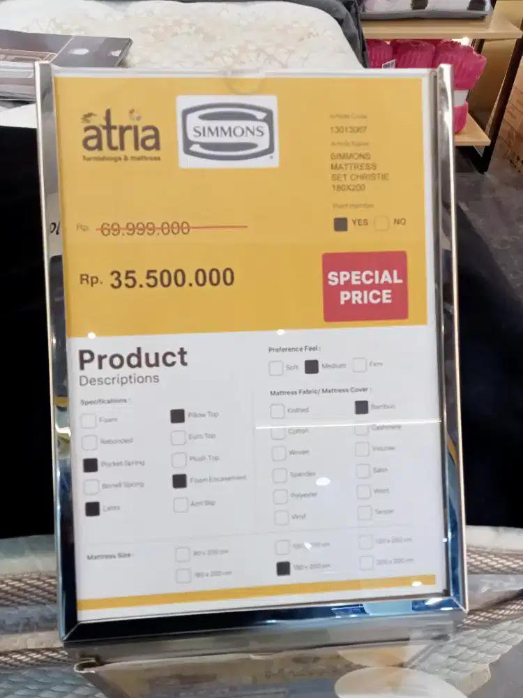 SIMMONS MATTRES SET CHRISTIE 180x200