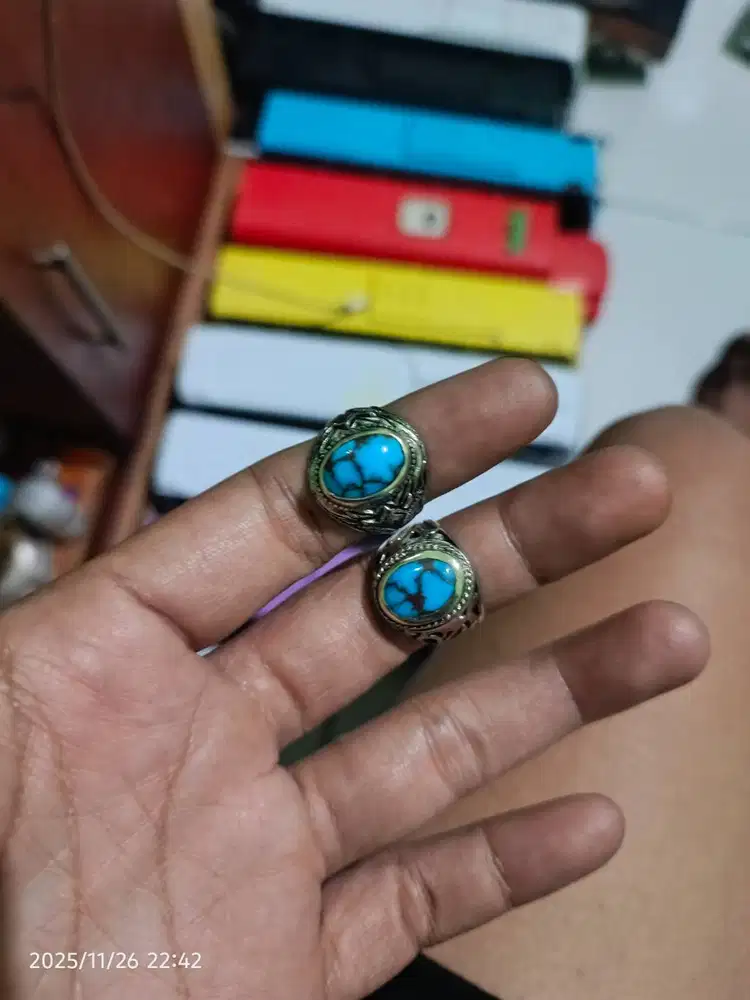 Sepaket pirus mesir dim kantoran ring alpaka super