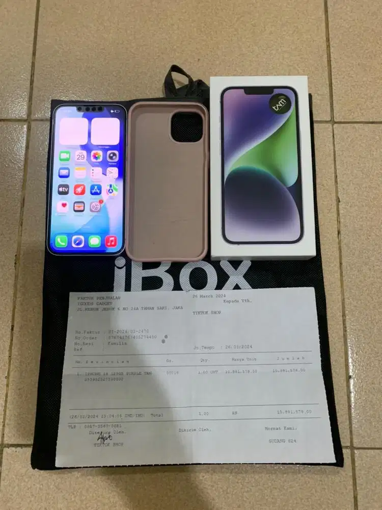 Iphone 14 128gb iBox Purple Fullset Ori