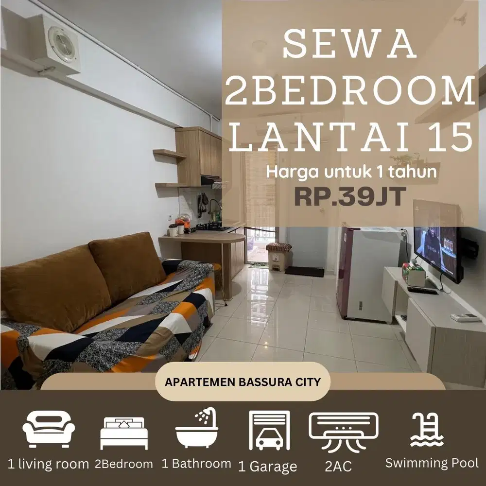 2kamarsewa tahunan murah full furnis tower baru apartemen bassura city