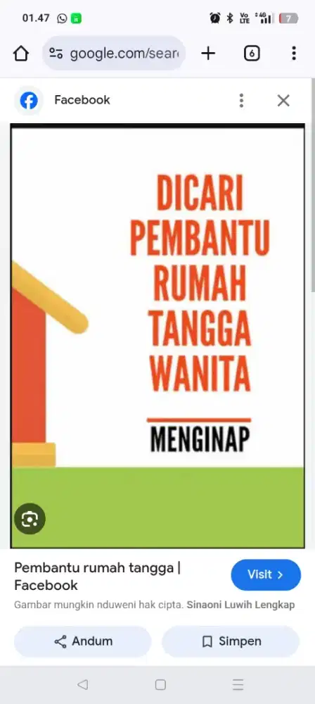 Dicari pembantu menginap