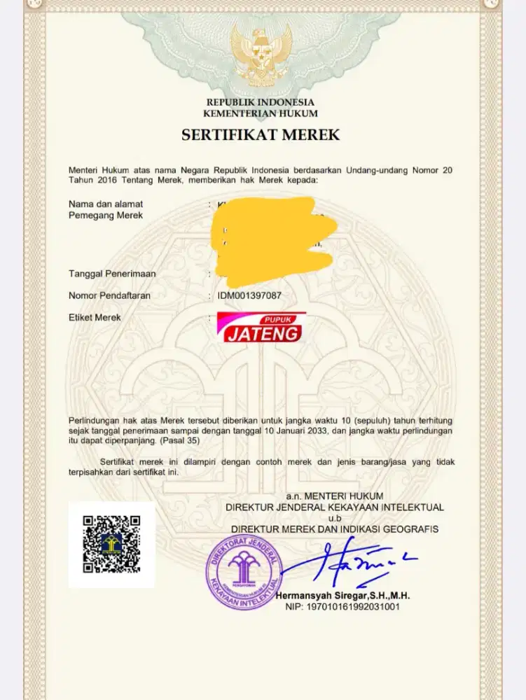 Dilelang Merk dagang untuk produksi pupuk pasti hoki