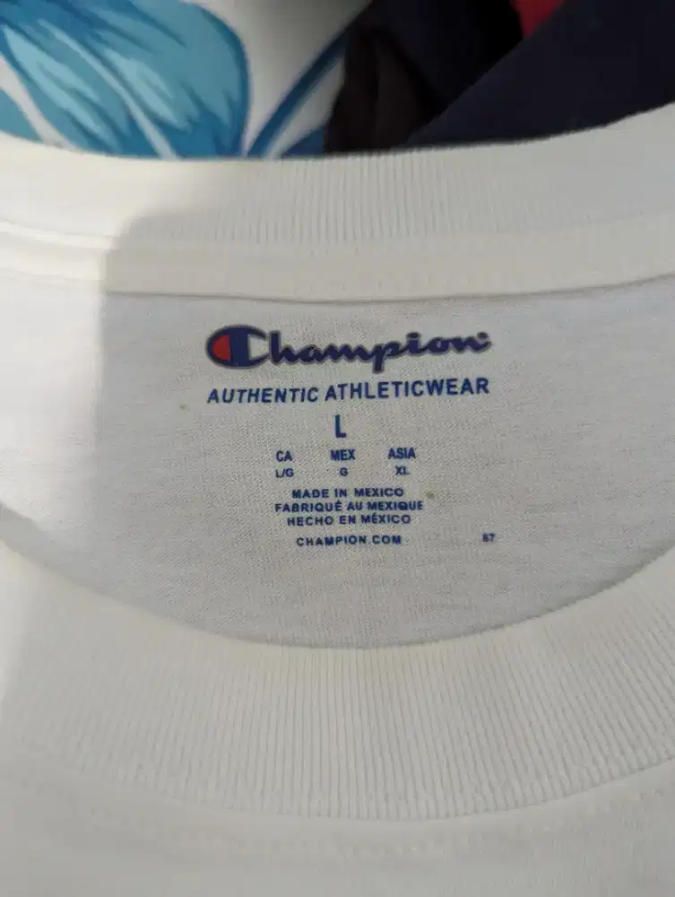 Kaos T-shirt Champion Original Size L Broken White