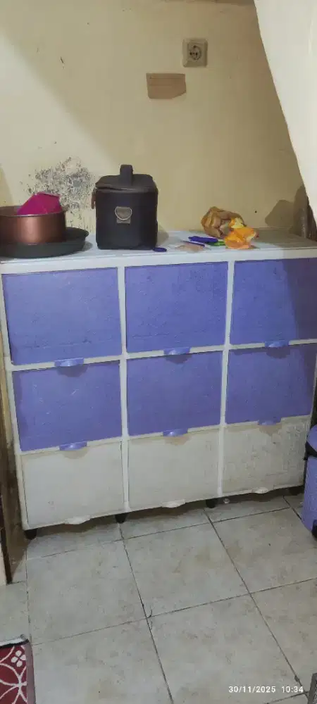 Rak Dapur Ungu Putih Plastik 9 Kotak