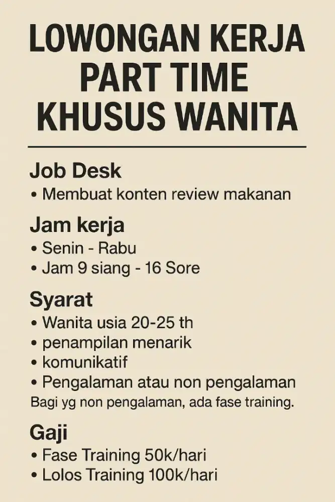 Loker Khusus Wanita