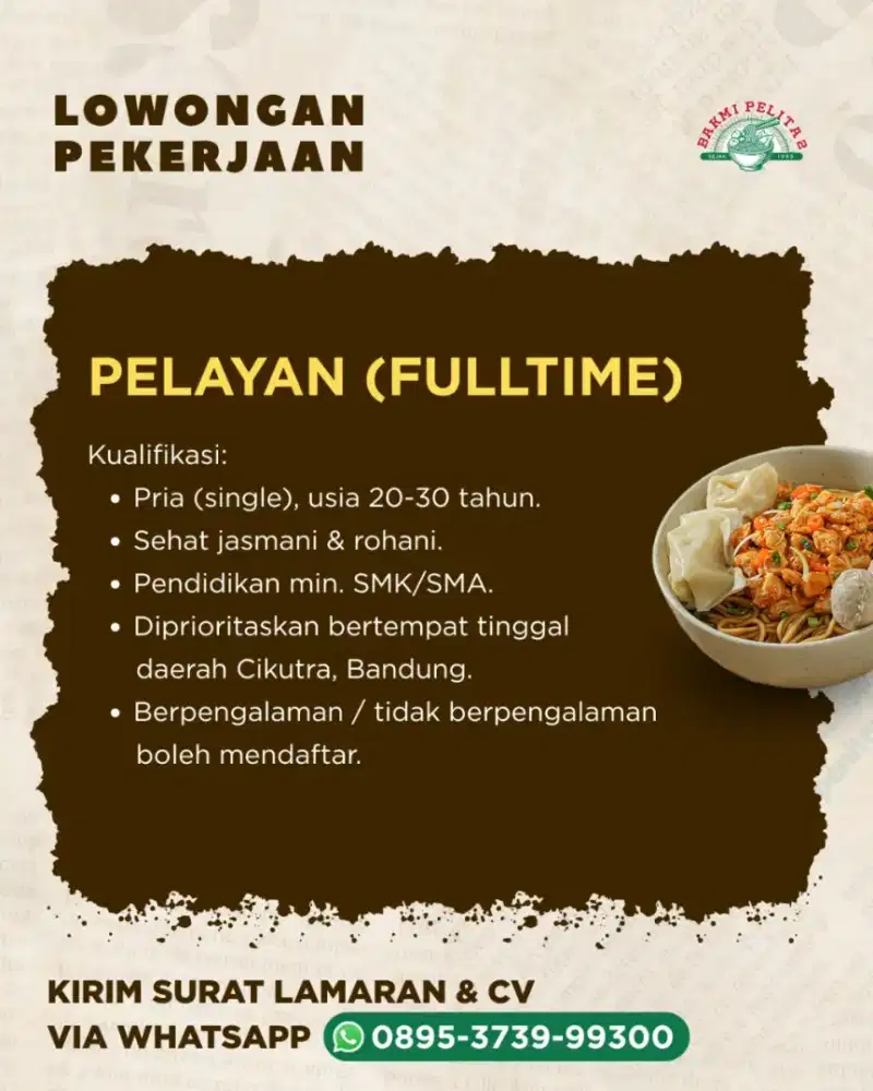 DIBUTUHKAN SEGERA WAITER!!