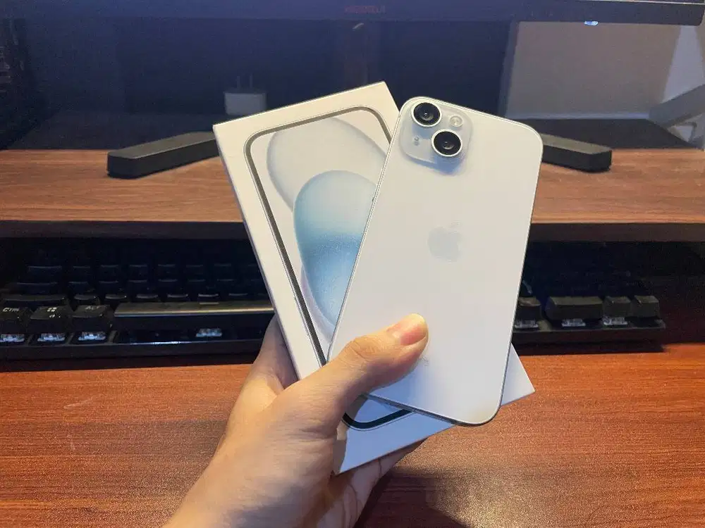 IPHONE 15 BLUE 128 GB RESMI IBOX SECOND