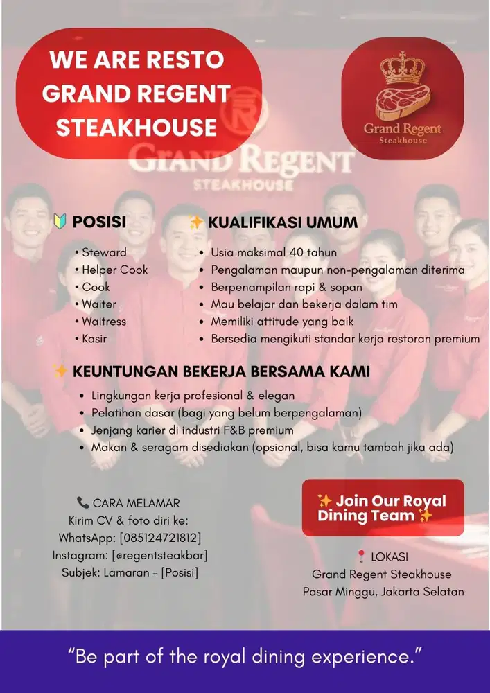 **WE ARE RESTO  GRAND REGENT STEAKHOUSE**