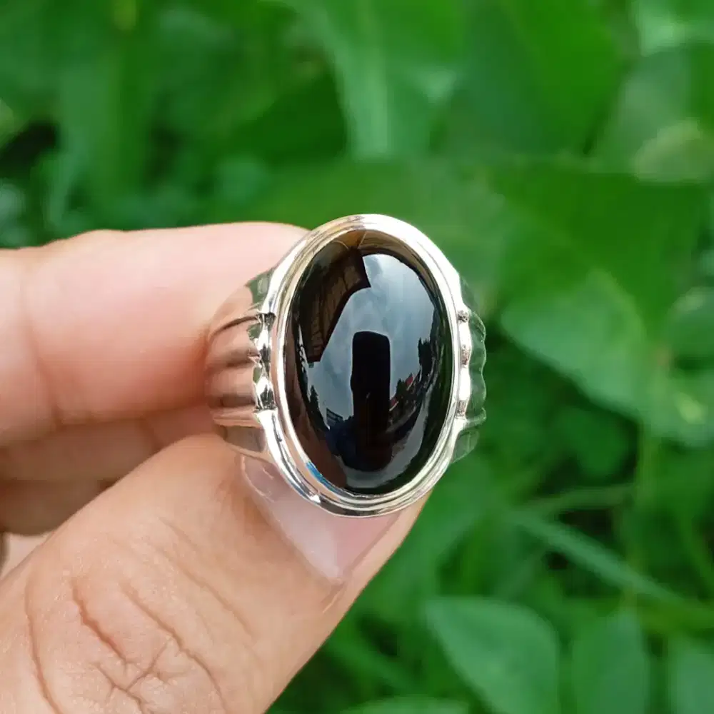 Batu Yaman Hitam Metalik Natural Sard Chalcedony 12.80 ct memo Skylab