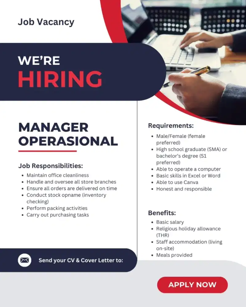 Dibutuhkan segera manager admin online shop