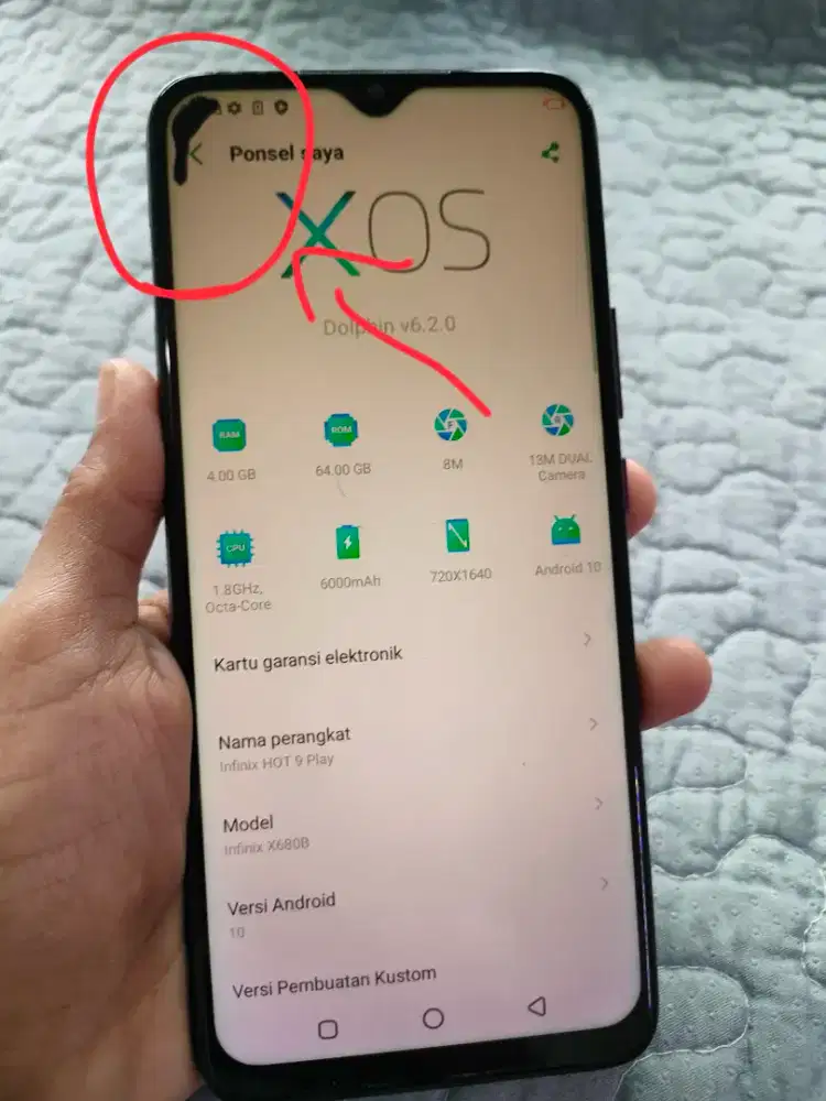 Infinix hot 9play ram 4/64 minus