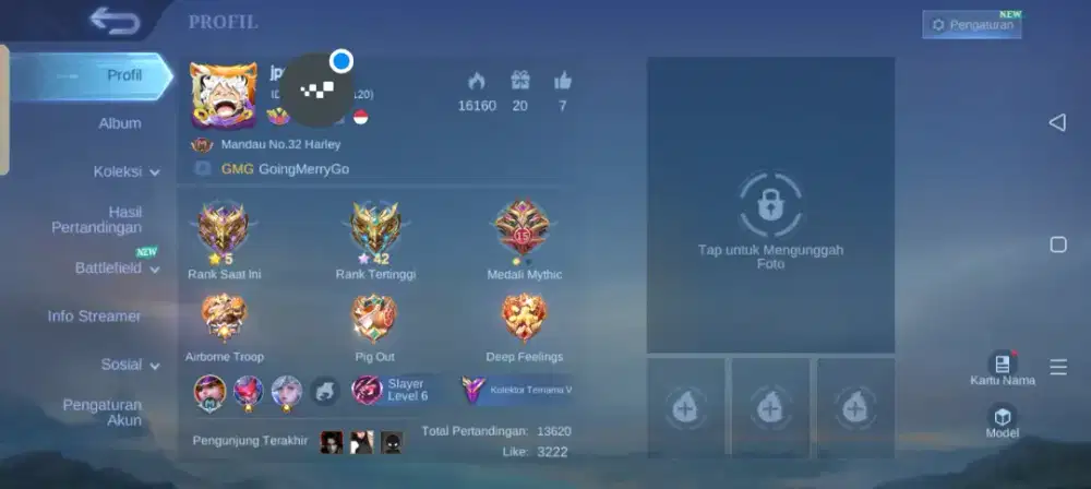 Dijual akun mobile legend