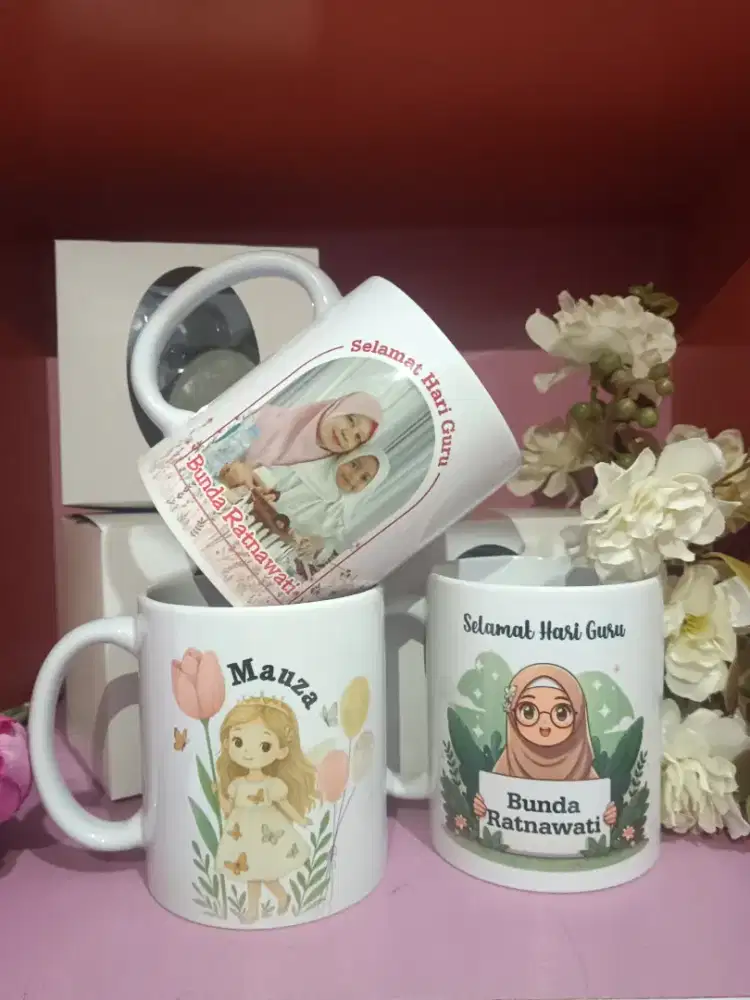 Cetak mug custom, bebas desain