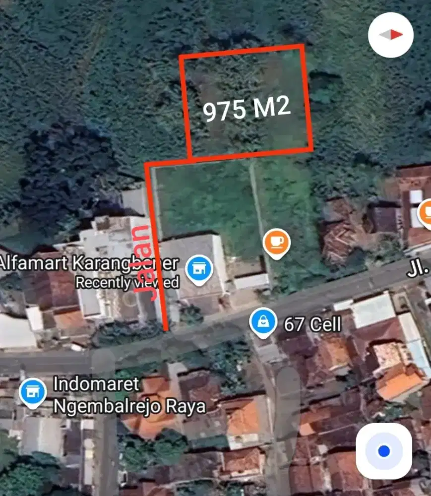 Jual Tanah 2 Kavling Luas total 975 m2 (462+513)