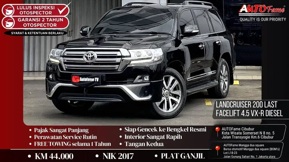 Toyota Landcruiser 200 LAST FACELIFT 4.5 VX-R Diesel ATPM NIK 2017