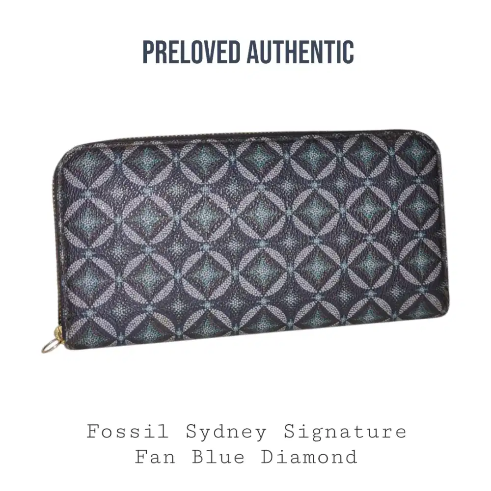 Preloved Fossil Sydney Signature Fan Blue