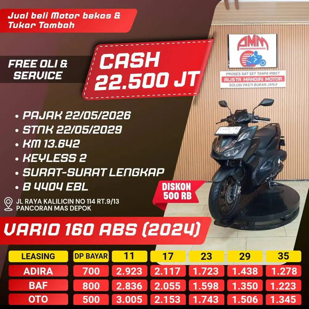 VARIO 160 ABS 2024 DP 500 PAJAK HIDUP VARIO 160 ABS 2024 CC 0% KREDIVO