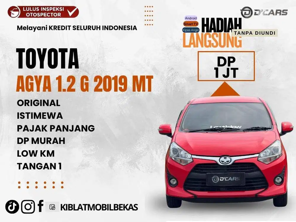 TOYOTA AGYA 2019 LOW KM TANGAN 1 DP MURAH MERIAH