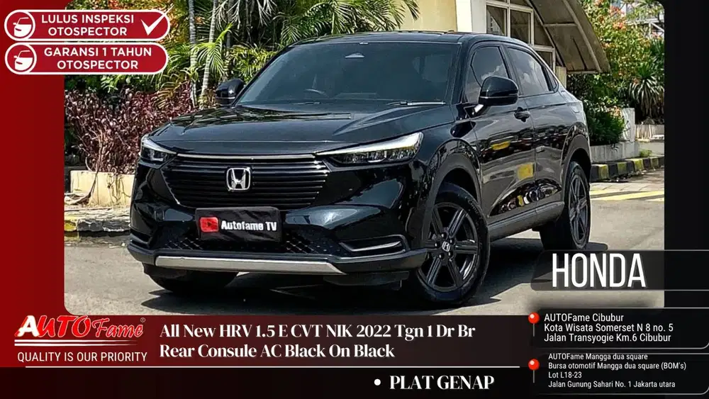 Honda All New HRV 1.5 E CVT NIK 2022 Tgn 1 Dr Br Rear Consule AC