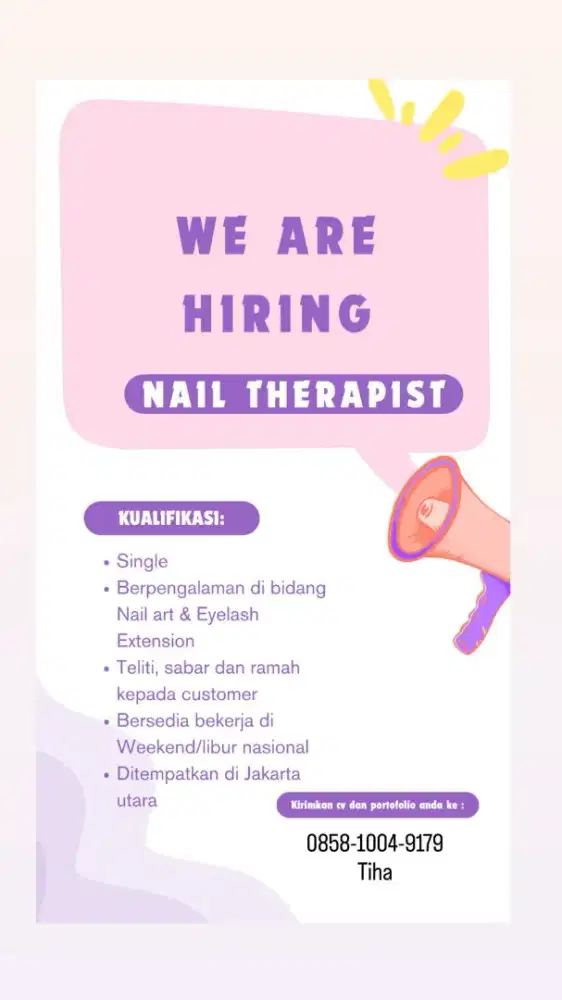 DI BUTUHKAN TERAPIS EYELASH DAN NAIL ART