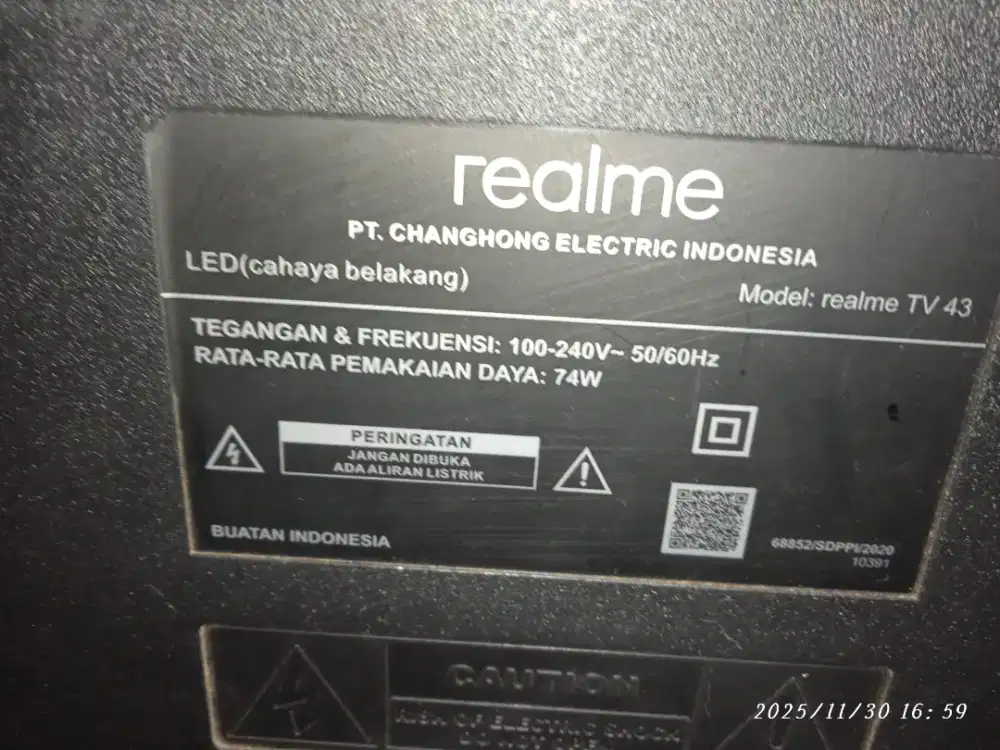 Jual tv LED realmi 43 in kondisi mati