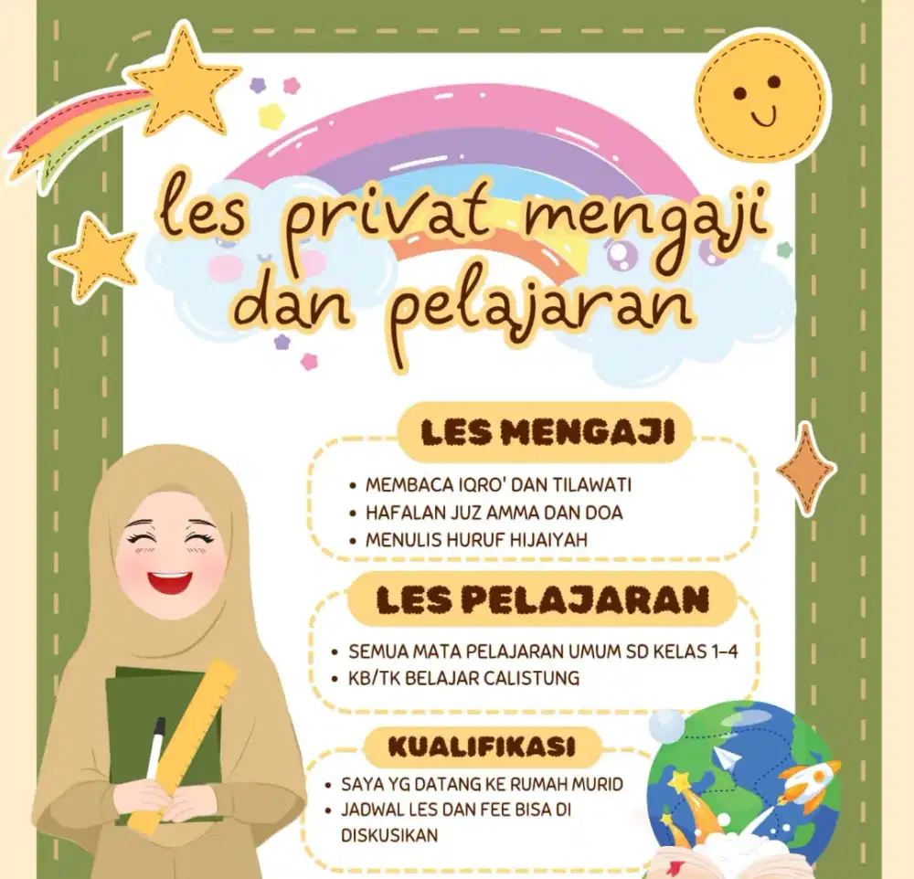 Les Privat Mengaji / Les Privat Pelajaran / Ngaji / KB/TK/SD