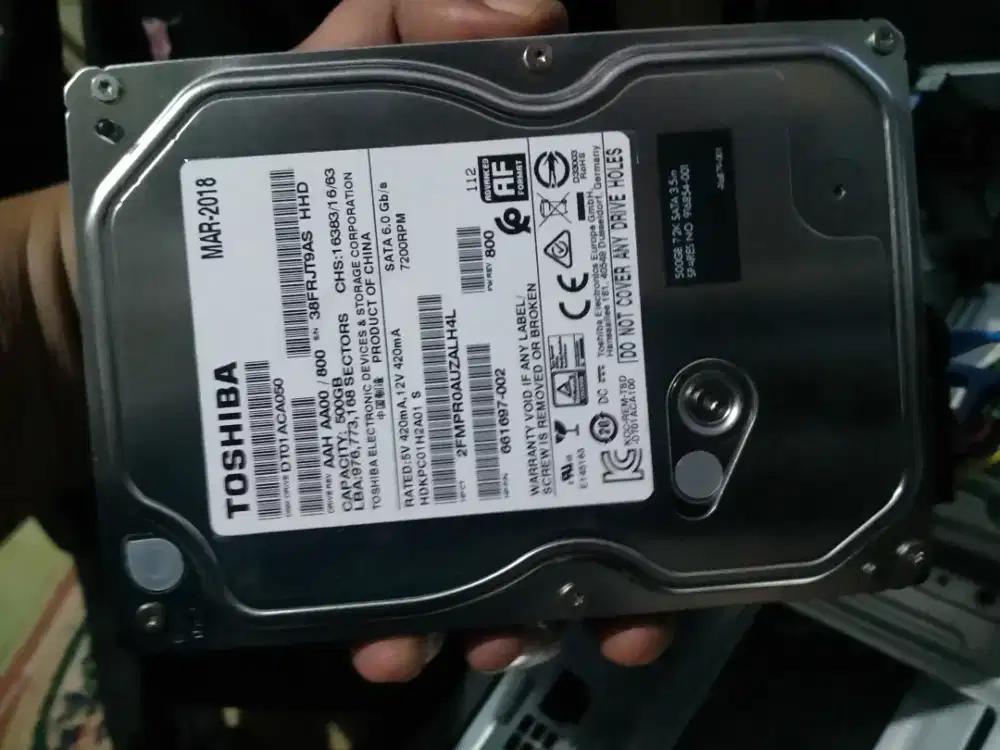 HARDISK SATA3 FOR PC/CCTV 3,5' TOSHIBA 500GB WITH WINDOWS 10 JAKSEL