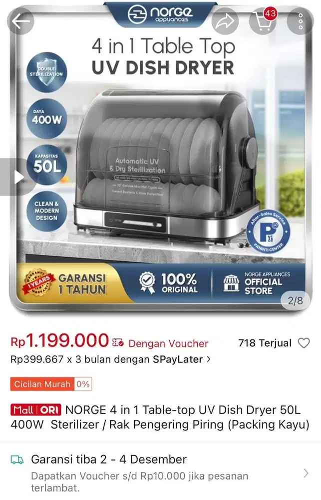 Dijual mesin UV untuk alat makan dan botol bayi