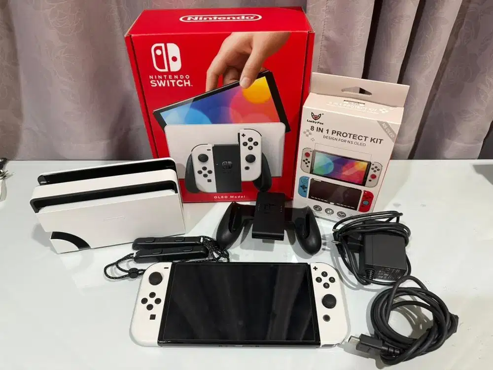 NINTENDO SWITCH OLED WHITE LIKENEW GARANSI ON FULLSET