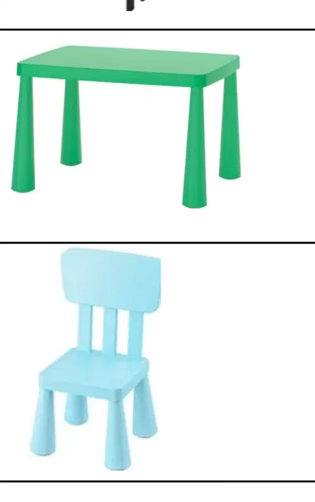 1 meja ikea, 2 kursi ikea