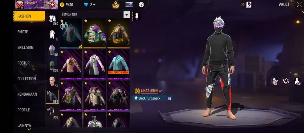 Akun FF SG terompet max 1 evo