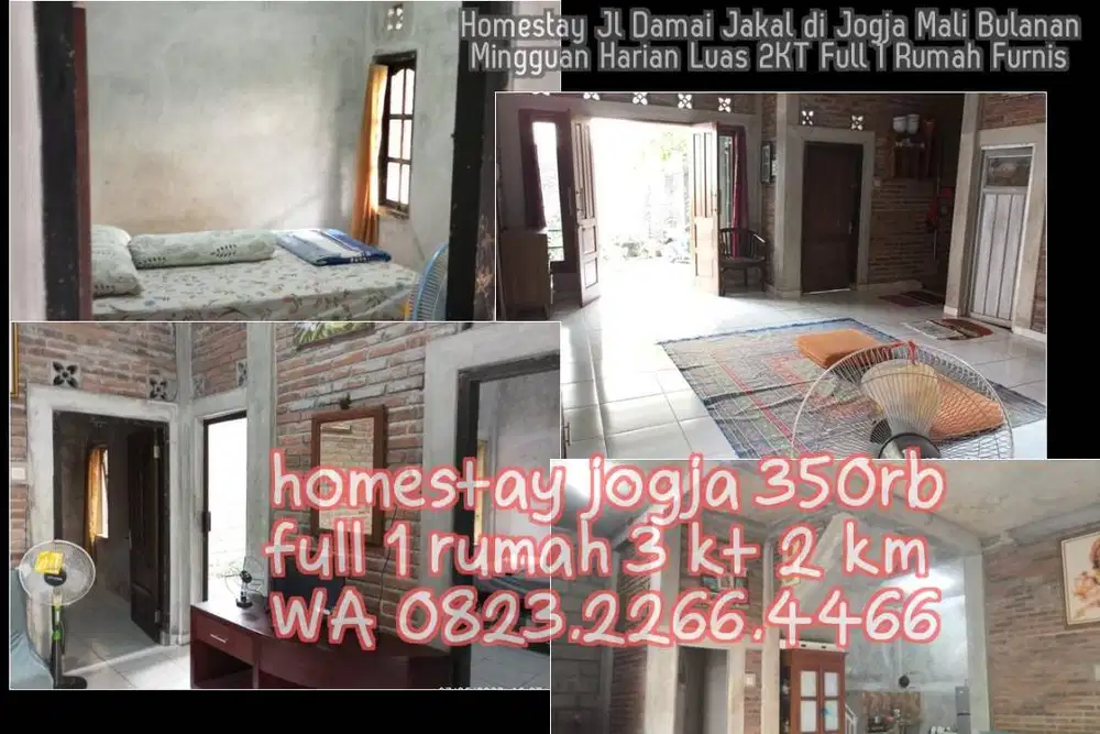 Homestay Jl Damai Jakal di Jogja Mali Bulanan Mingguan Harian Luas 2KT