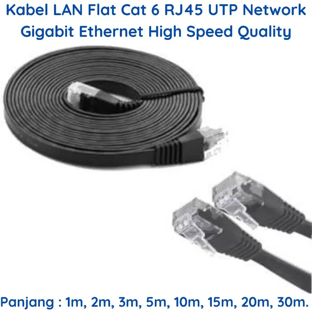 Kabel LAN Flat Cat 6 RJ45 UTP 10 Gbps Gigabit Ethernet Wifi Internet