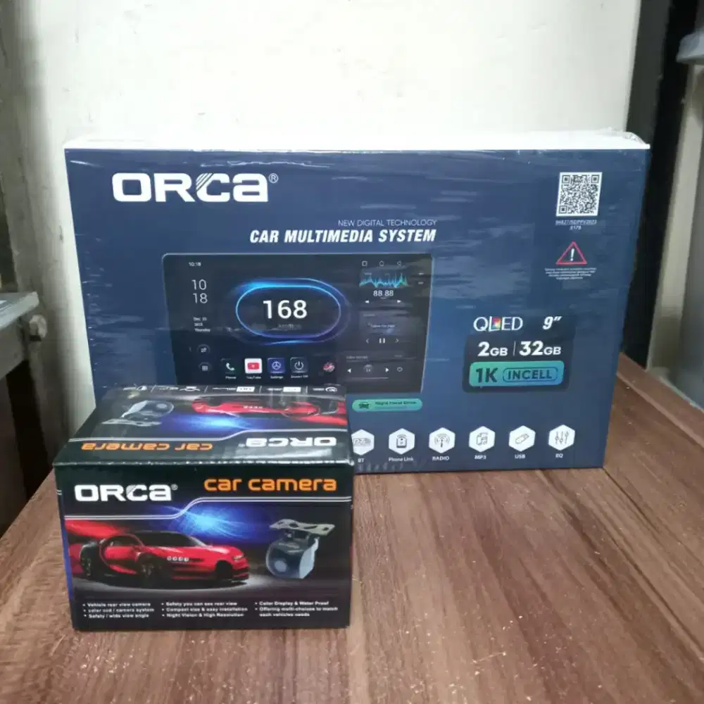 Ples pasang paket head unit android orca ram 2/32 + kamera mundur