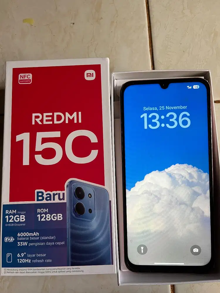 Redmi 15C ram 6+6/128 fulset no minus