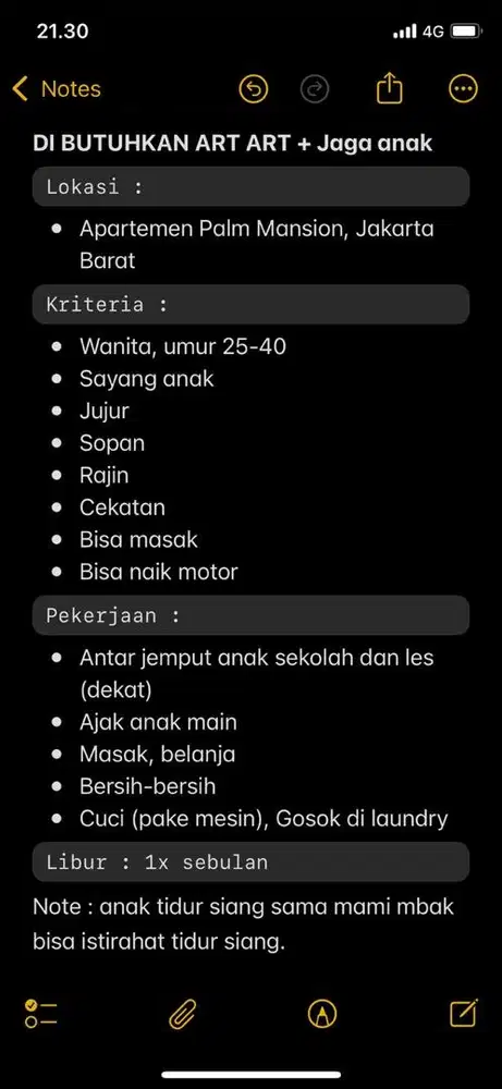 Dibutuhkan Art serabutan nginap