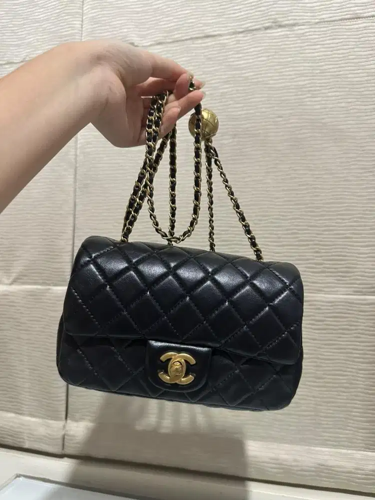 JUAL TAS CHANEL MINI BLACK GOLD (adjustable like ori)