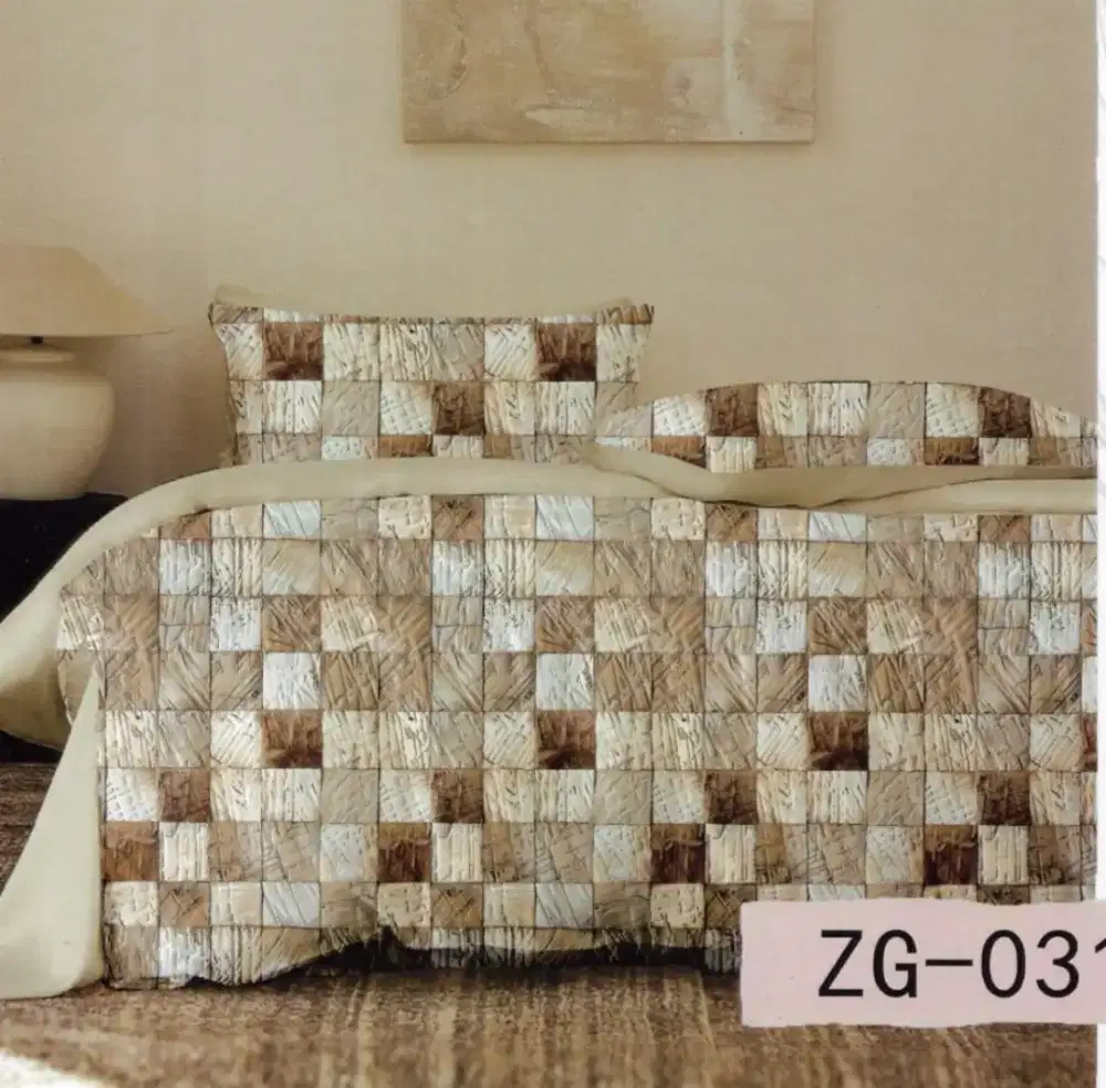 Seprei katun premium jepang motif wood pattern 5D